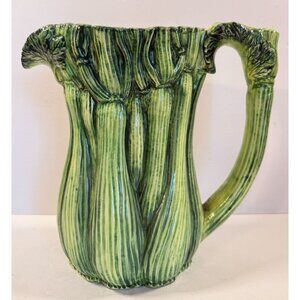 Vintage Department 56 Green Celery Pitcher Vase Garden Collection Discontinued